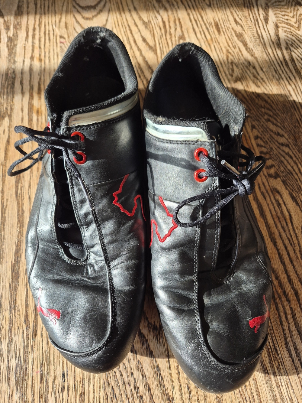 Ferrari Puma Motorsport Black Leather Driving Shoes with Red Detailing